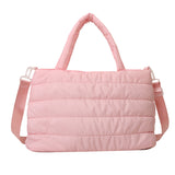 ソフトキルト_キルティング風 大容量チェック刺繍 2WAYショルダーバッグ