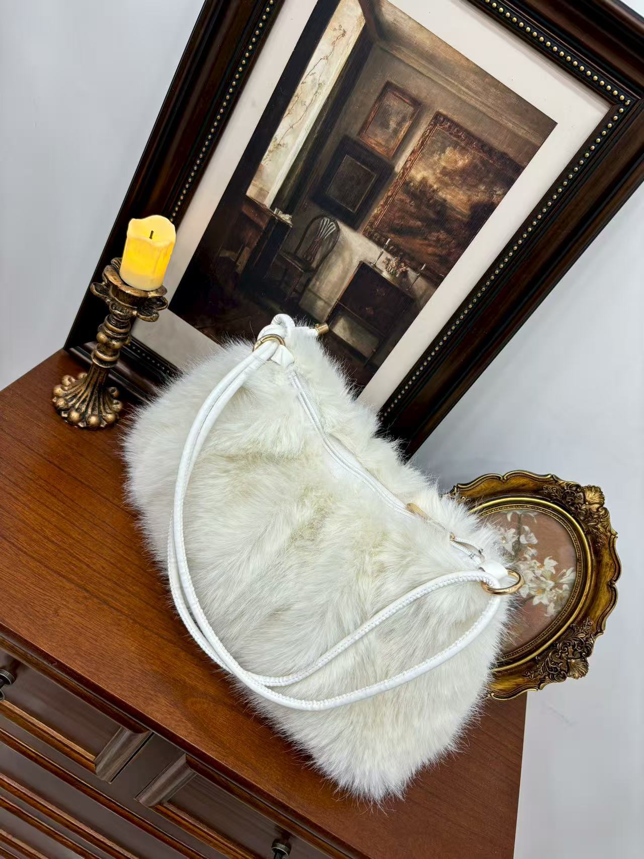 モコアーム_ふわもこ レディース カジュアル アンダーアームバッグ