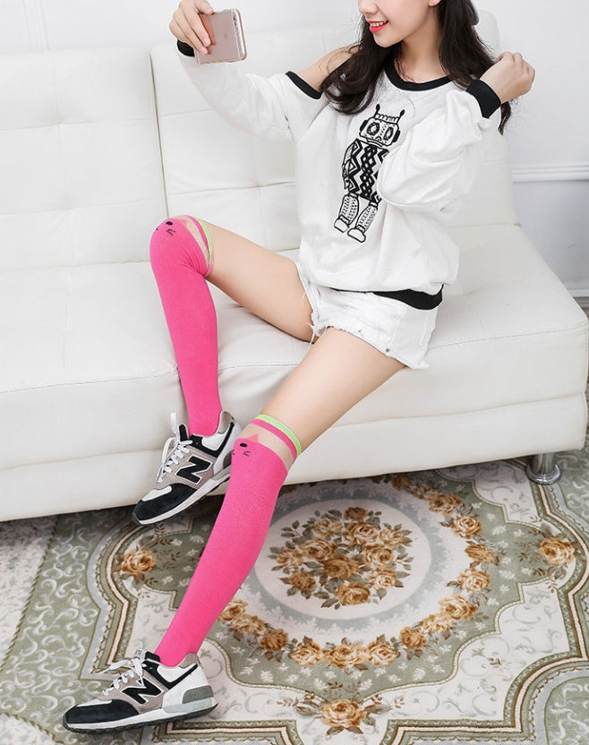 ミルキームード_レディース 猫柄 ニーハイソックス 可愛いデザイン