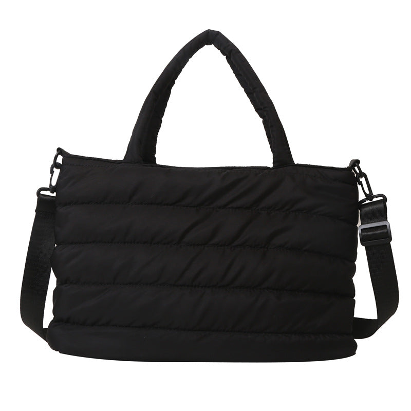 ソフトキルト_キルティング風 大容量チェック刺繍 2WAYショルダーバッグ