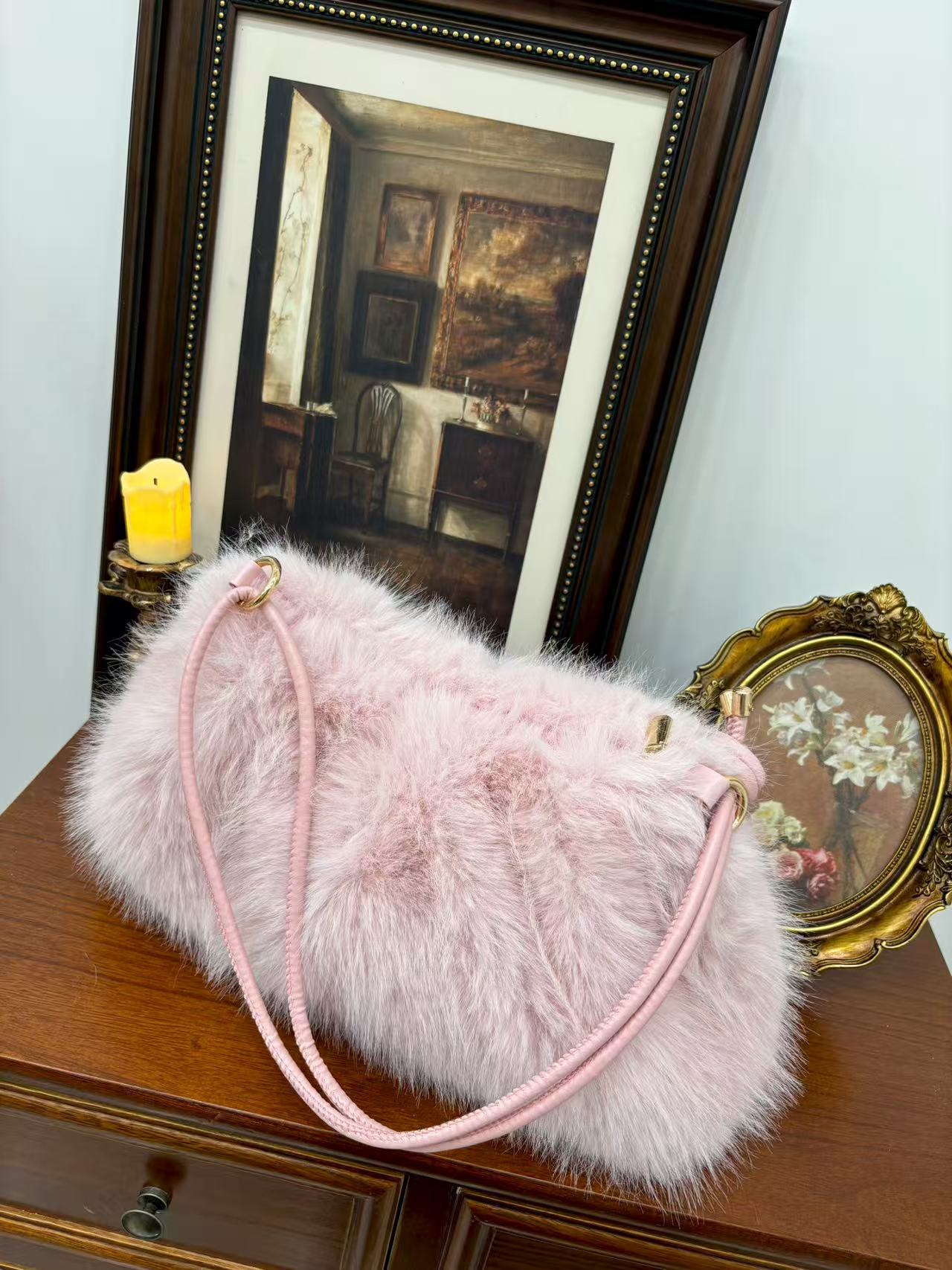 モコアーム_ふわもこ レディース カジュアル アンダーアームバッグ