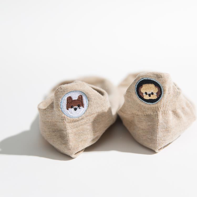 犬刺繍付きフットカバー | レディース浅履きソックスセット