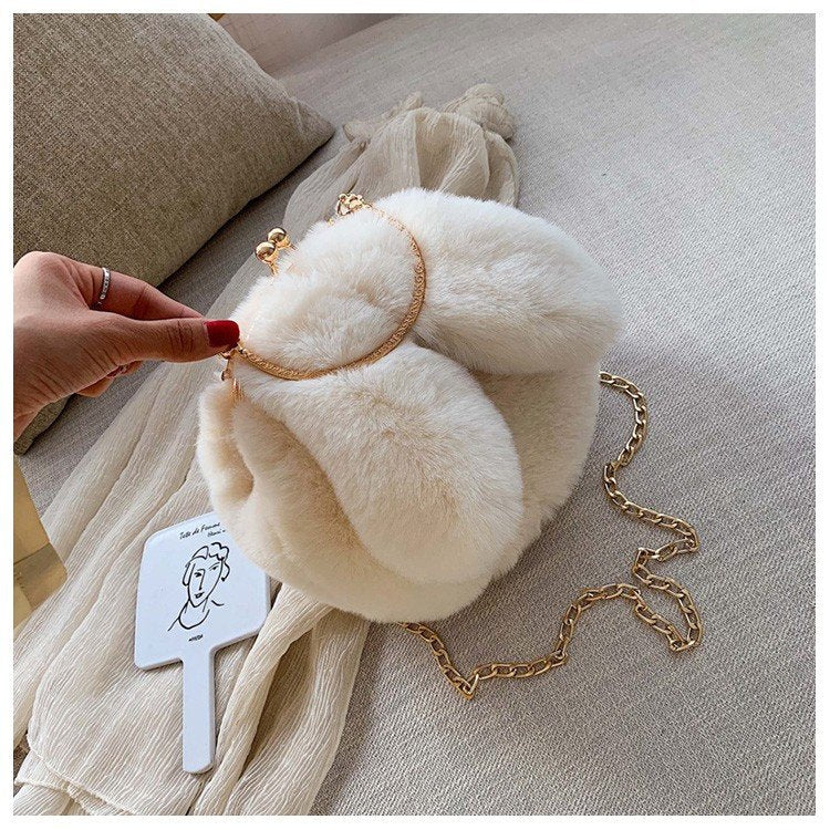 モコラ_ふわふわ イヤーデザイン ミニラウンド チェーンバッグ