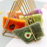 スノーフルーツレディース もこもこ フルーツ柄 ルームソックス 裏起毛 冬用