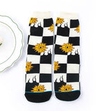 カラームード レディースチューブソックス | 白黒カートゥーン可愛いデザイン