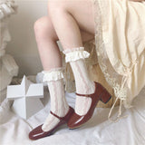 ガーリッシュボウ|透かしレース パイルソックス レディース カルフ丈 ファッションタイプ