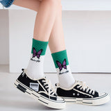 バタカラー_秋冬春 バタフライ配色 コットンチューブソックス 学生風