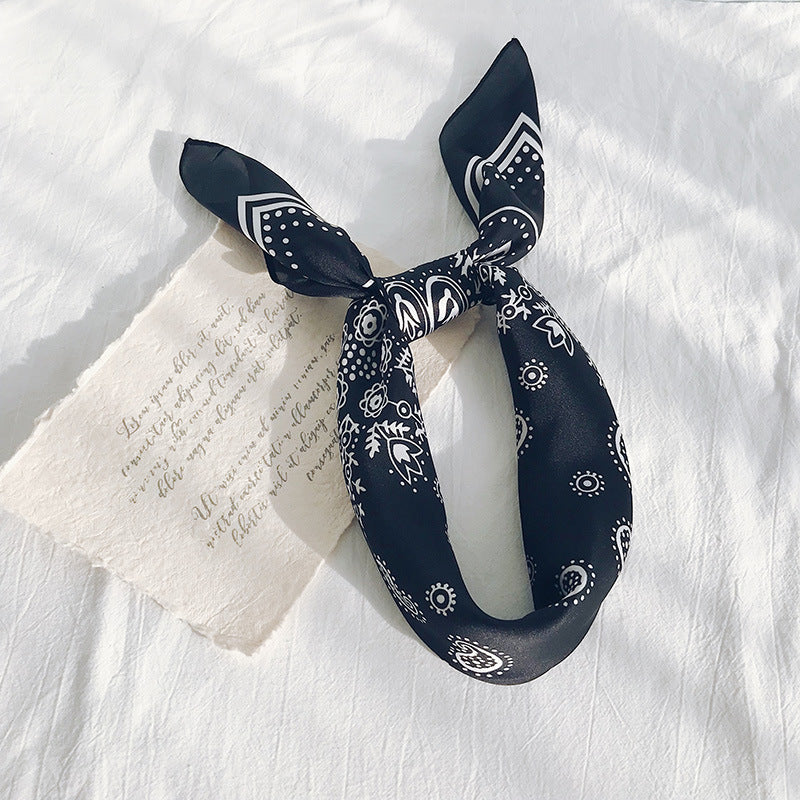 ミニリボーム_薄手ミニスカーフ ヘアバンド兼用 レディース