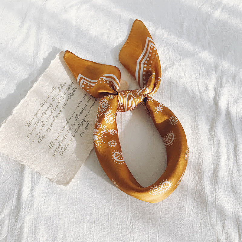 ミニリボーム_薄手ミニスカーフ ヘアバンド兼用 レディース