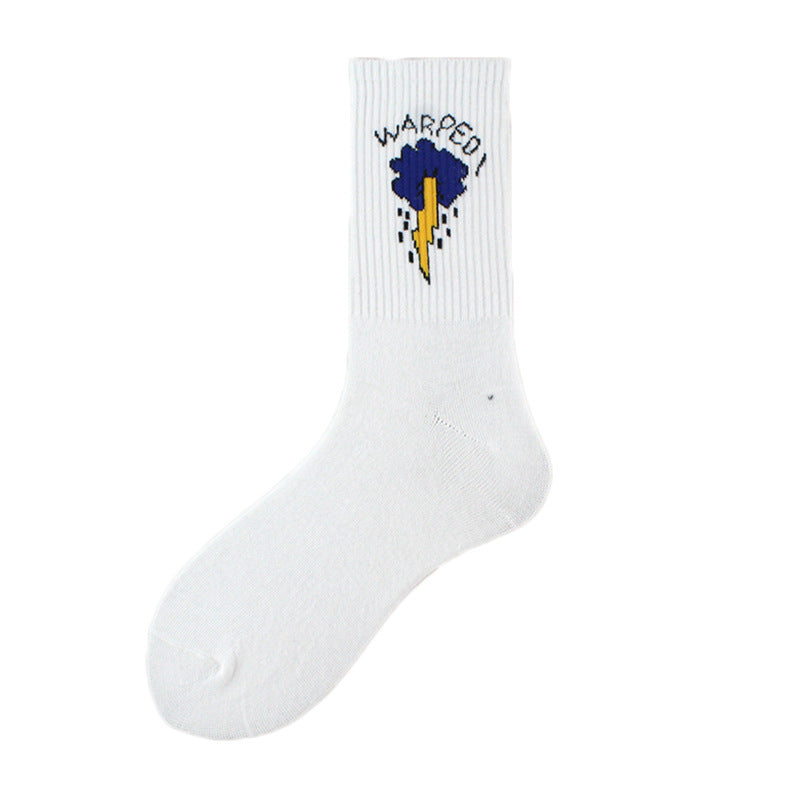 ファンキーステップ_ユニセックス チューブソックス 吸汗防臭 ストライプ サボテン・フレーム・バナナ柄