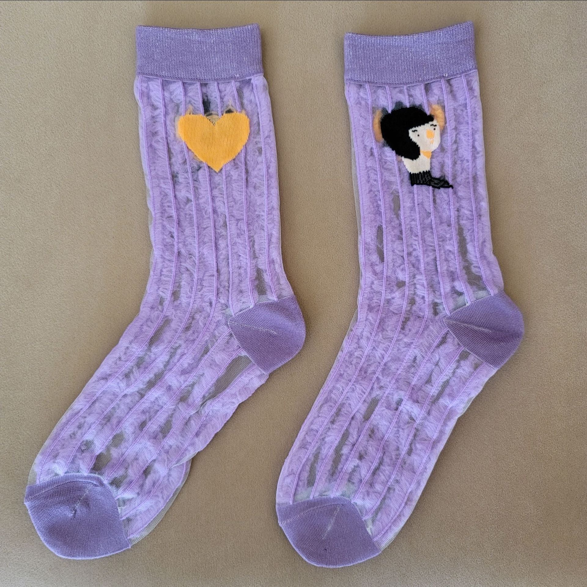 ルミナスレース_レディース 新作 カートゥーン ジャカード クリスタルソックス 可愛いデザイン