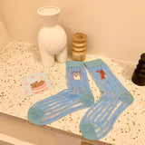 ルミナスレース_レディース 新作 カートゥーン ジャカード クリスタルソックス 可愛いデザイン