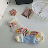 ルミナスレース_レディース いちご柄 グラスシルク クリスタルソックス 薄手 春夏用