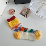 ルミナスレース_レディース いちご柄 グラスシルク クリスタルソックス 薄手 春夏用