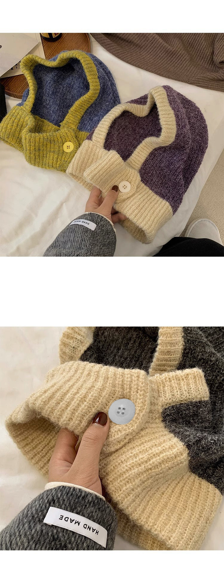 ウォームガードキャップ_秋冬用 イヤーガード付 ニット防寒スカーフ一体型キャップ