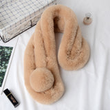 ファームーン_ふわふわフェイクファー 暖かい冬マフラー