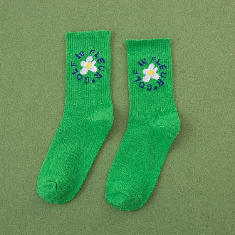 フラワーブリーズ_レディース フラワー柄 コットンソックス