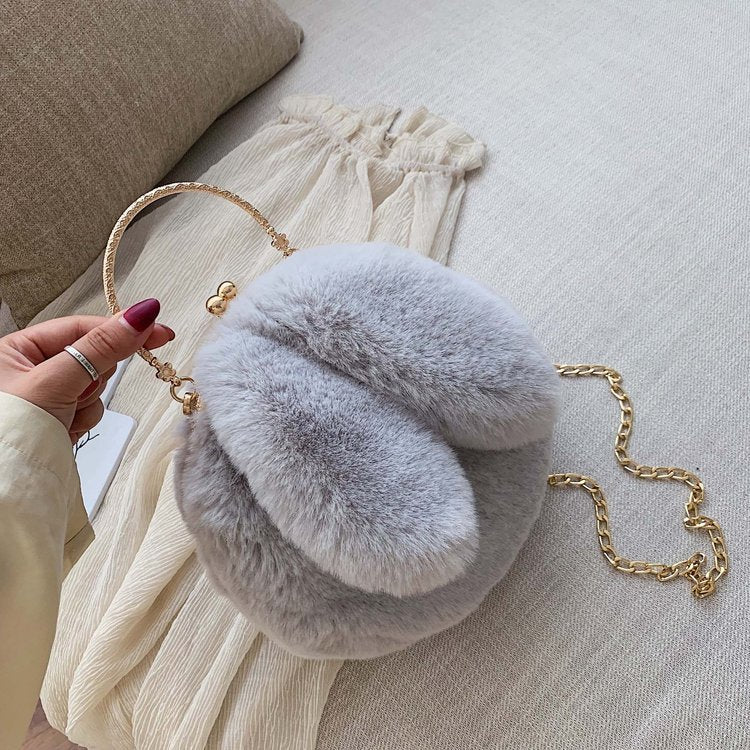 モコラ_ふわふわ イヤーデザイン ミニラウンド チェーンバッグ