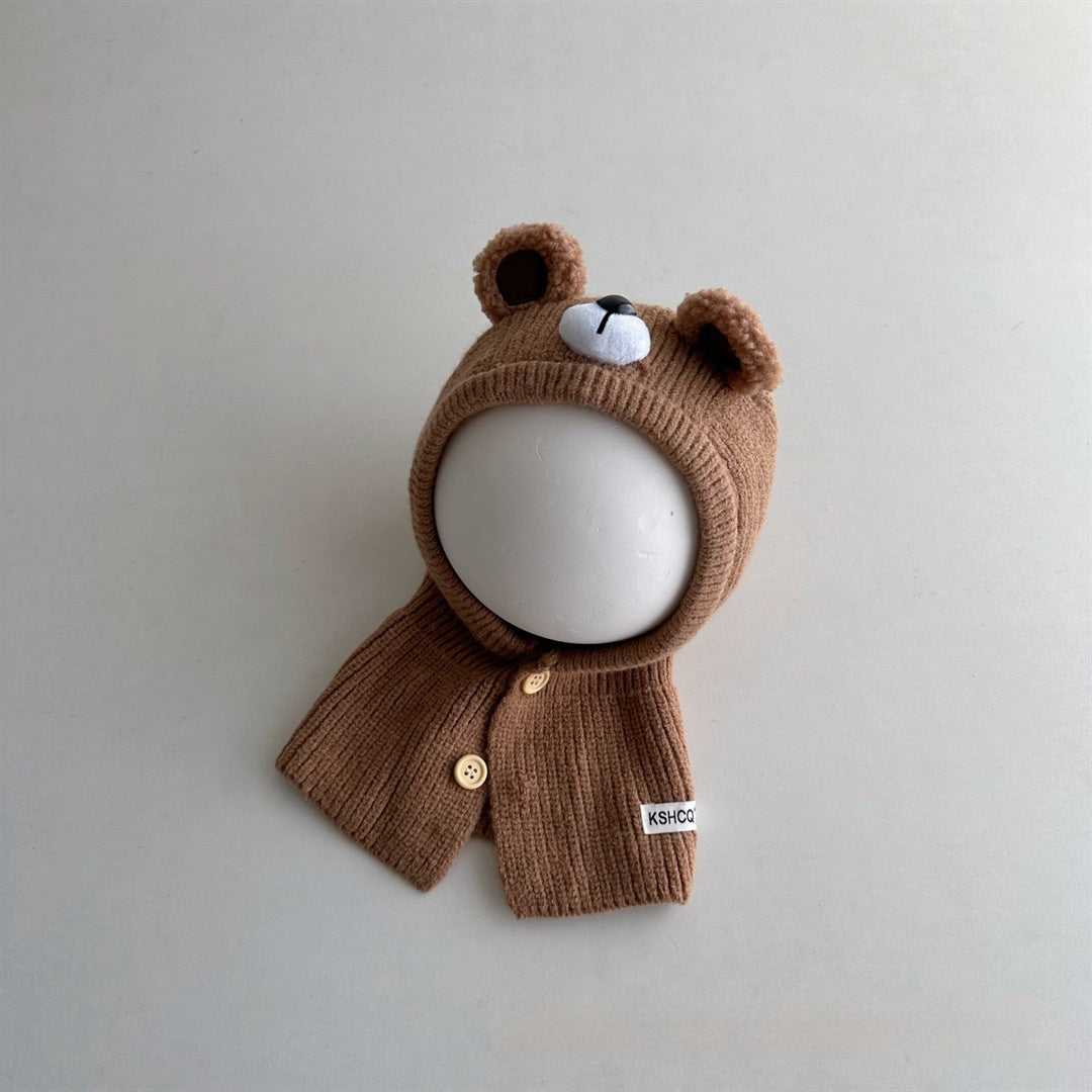 ウォームフーディ_キッズ 冬あったか 帽子+スカーフ一体型 INS風