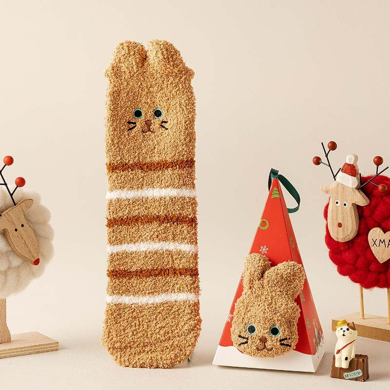 リラックスウォーム アニマル柄チューブソックス | 冬用モコモコあったかタイプ