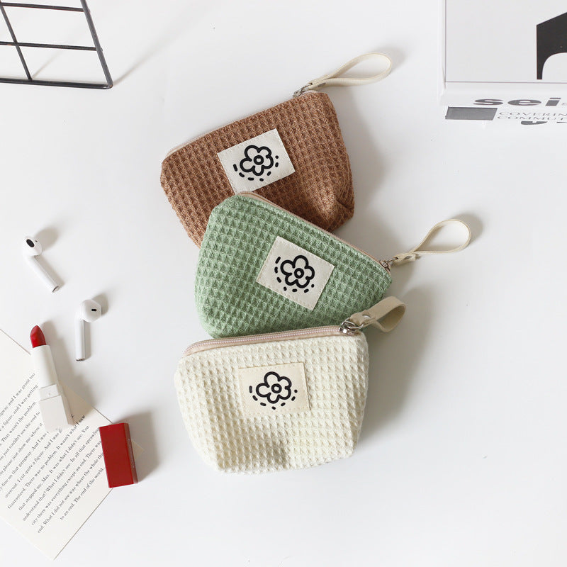 Waffy Women's Cute Simple Waffle Fabric Storage Pouch