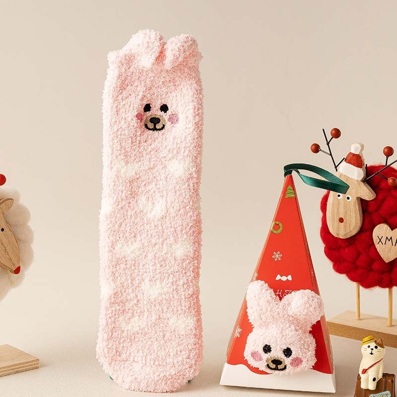 リラックスウォーム アニマル柄チューブソックス | 冬用モコモコあったかタイプ