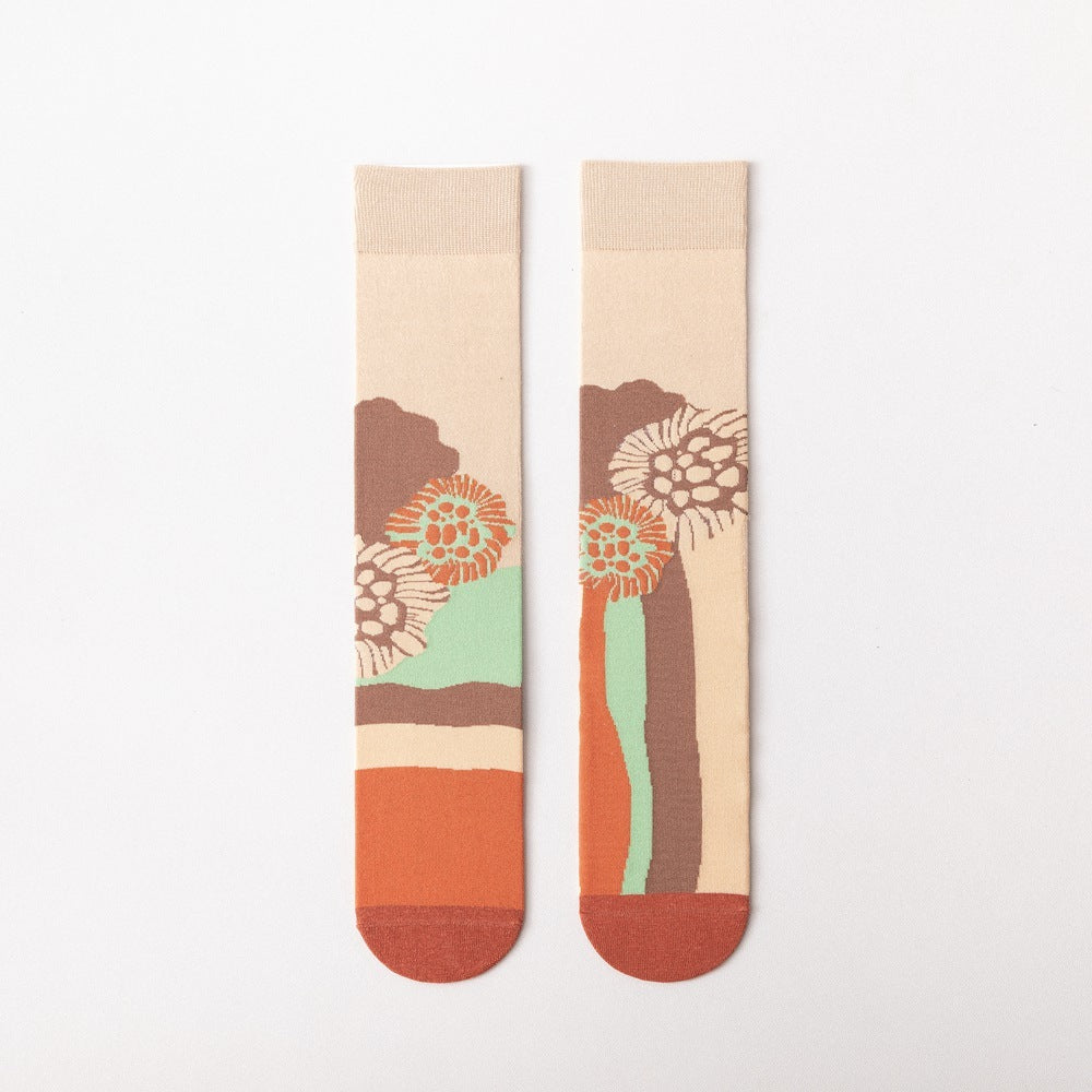 カラームード レディースパイルソックス|ABアシンメトリーデザイン