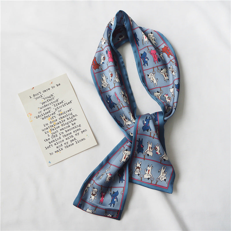 サテンエレ_上品でシンプルな ダブルサテン シルクスカーフ