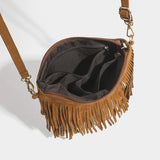 Saddle Notebook_Matte Texture Tasseled Vintage Saddle Bag for Women