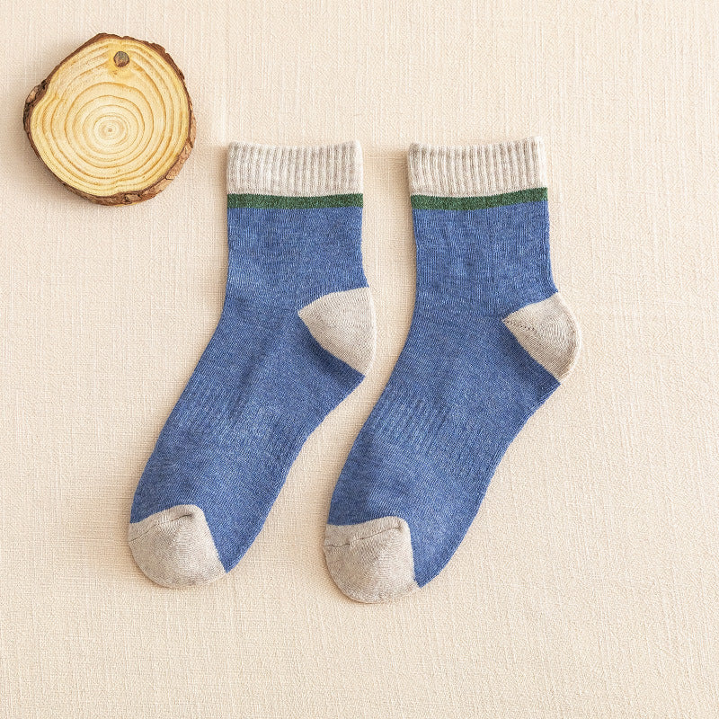 カラーブロック_メンズ 配色 ミドル丈 ソックス ベーシックスタイル