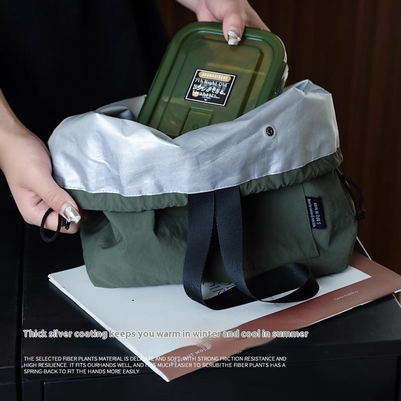 デリキープ_防水 韓国風 大容量 巾着ランチバッグ 2層構造 保温タイプ