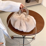 ポンポカ_ふわもこ パンプキン風 プリーツショルダーバッグ