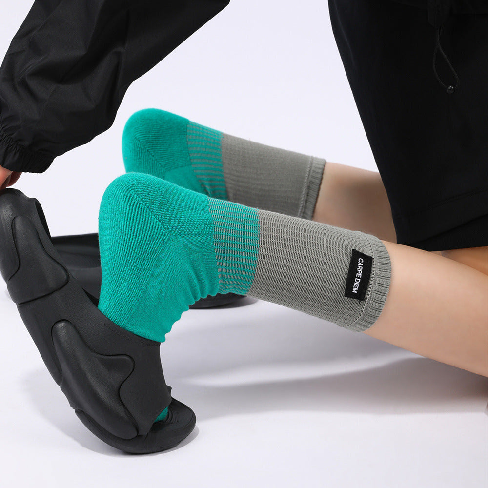 タオル底 スポーツソックス|綿素材クッションタイプ 男女兼用トレンドデザイン