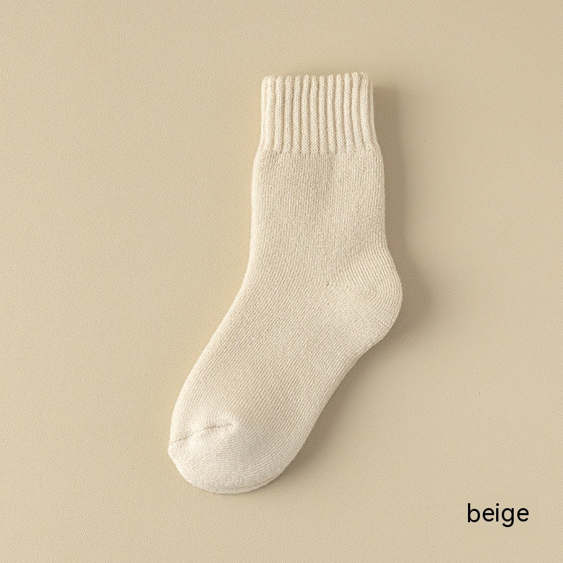 キッズフレンズ_キッズ フリースソックス 冬用 厚手 暖かい ウール混 ロングソックス