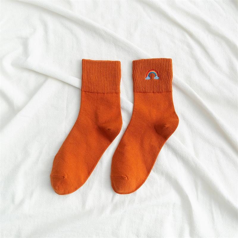 レディース レインボー刺繍ソックス | カジュアルおしゃれファッション(10足/5足/1足)