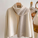 カラーブレンド_ピュアウールエレ レディース 純ウール 冬の上質マフラー 上品ハイセンス