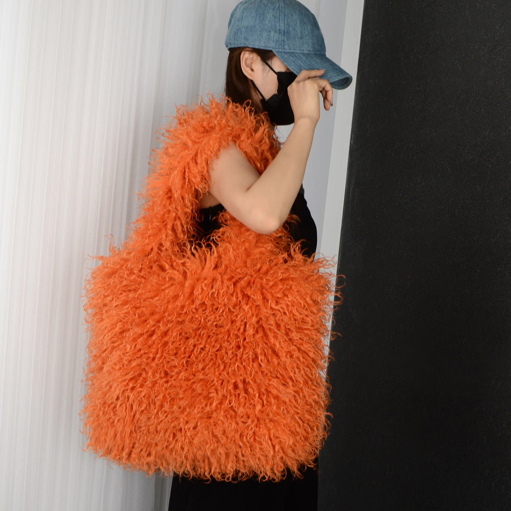 モコトート_ふわもこ フェイクファー 大容量 トート&ショルダーバッグ