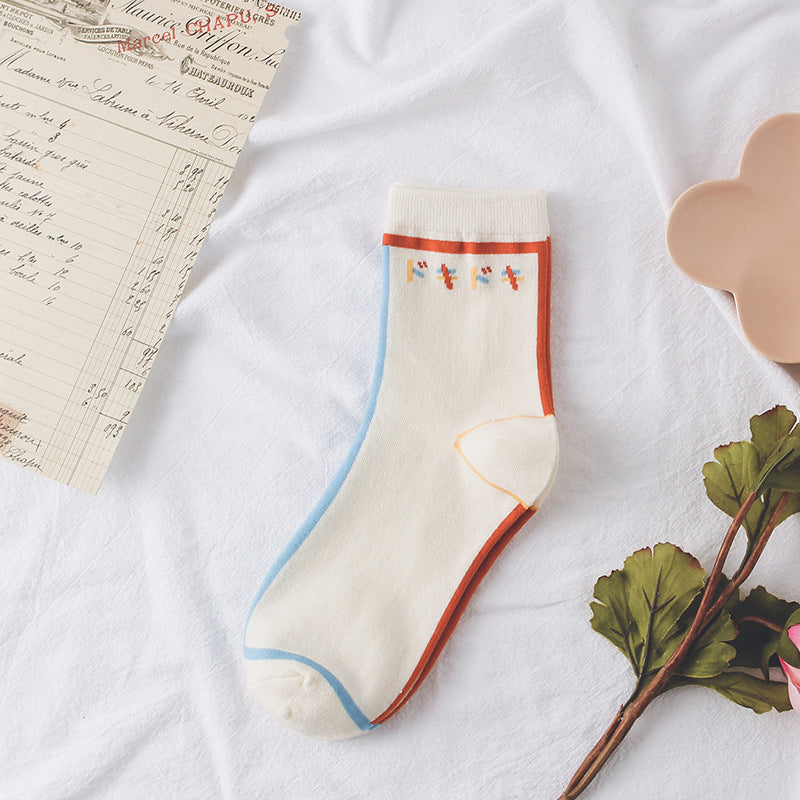 カラームード_レディース 新作 コットン 個性デザイン チューブソックス