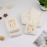 モコベア_レディース ふわもこ クマさん ベージュプラッシュマフラー