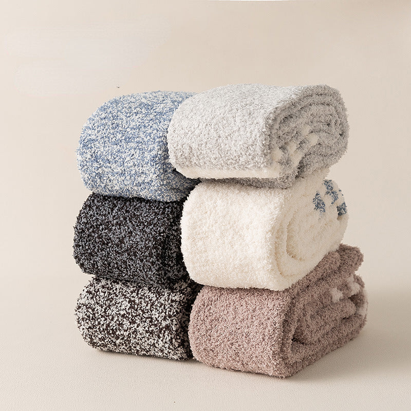 リラックスウォーム_コーラルフリース ニーハイソックス 厚手 ふわもこ 冬用