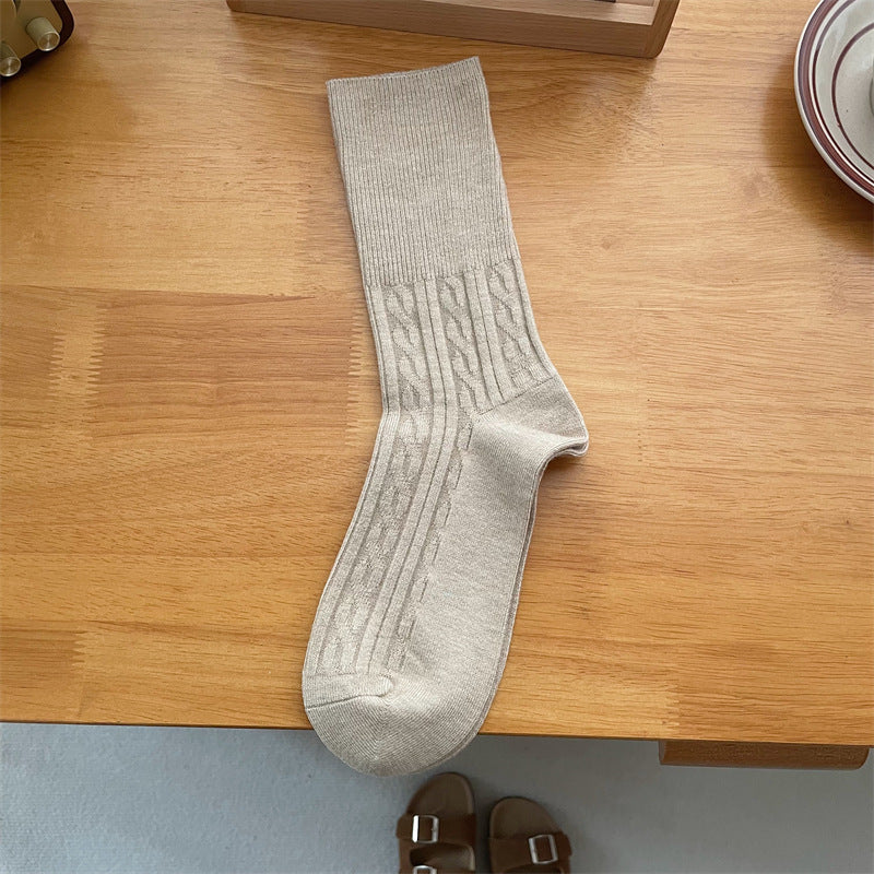 ウールウォーム_ウール素材 厚手 あったか ミドル丈ソックス レディース