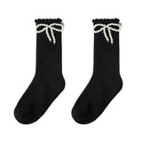 キッズフレンズ_ガールズ パール付き チューブソックス 可愛いデザイン