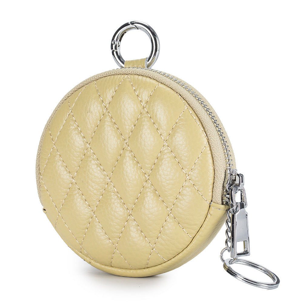 ミニクチュール_ラウンド型 ダイヤキルティング レザーコインケース コンパクト