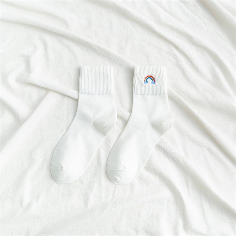 レディース レインボー刺繍ソックス | カジュアルおしゃれファッション(10足/5足/1足)