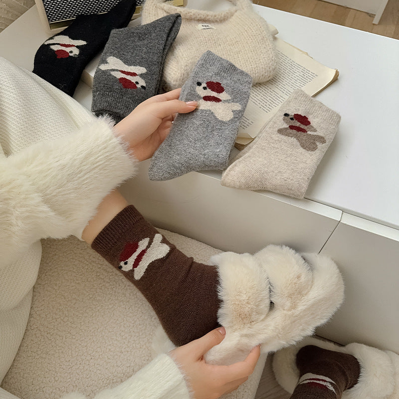 デイリーウォーム ウールソックス | レディース厚手カートゥーンあったか冬用