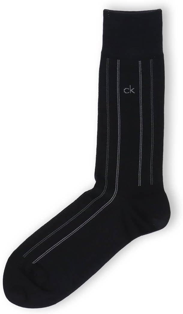 Calvin Klein 02562358 02562358 98. Black, 98, Antibacterial, Deodorizing, Striped Crew Length, Business Socks, Men's Socks, Men's, Present, Gift, 9.8-10.6 inches (25-27 cm), 98.black, 25.0-27.0 cm