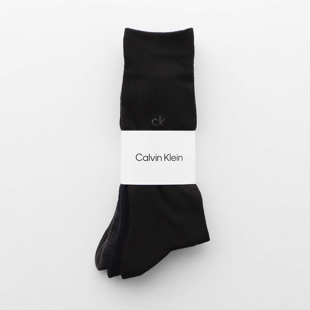 Calvin Klein 92572200 3 Pair Set, Antibacterial and Odor Resistant, Thick Rib, One Point Embroidery, Crew Length, Business Socks, Men's Socks, Men's, Black