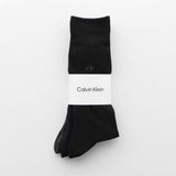 Calvin Klein 92572200 3 Pair Set, Antibacterial and Odor Resistant, Thick Rib, One Point Embroidery, Crew Length, Business Socks, Men's Socks, Men's, Black