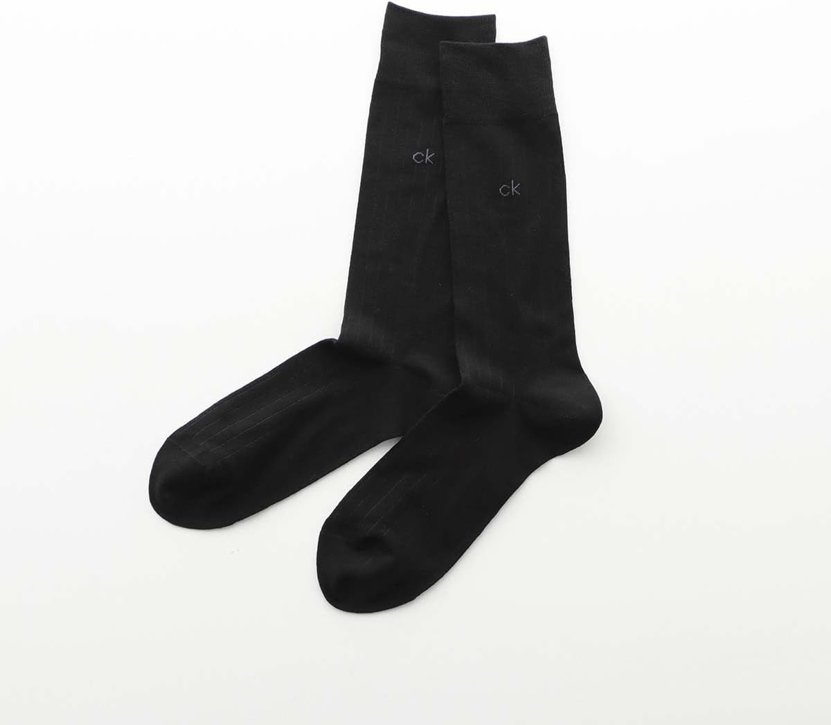 Calvin Klein 92572200 3 Pair Set, Antibacterial and Odor Resistant, Thick Rib, One Point Embroidery, Crew Length, Business Socks, Men's Socks, Men's, Black