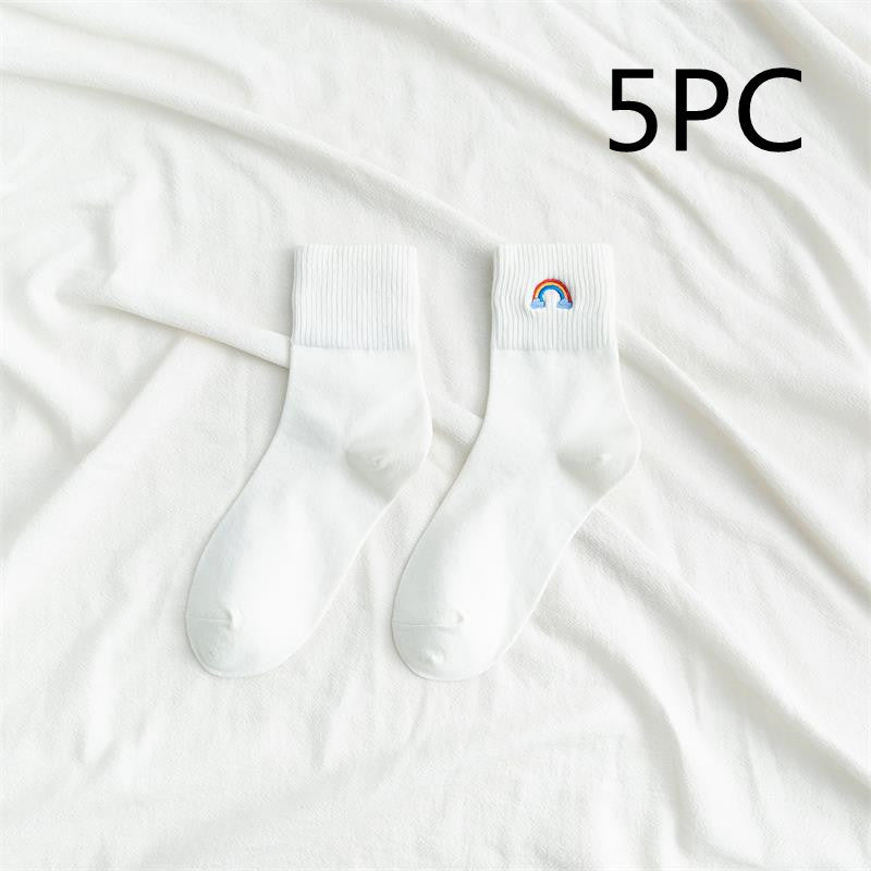 レディース レインボー刺繍ソックス | カジュアルおしゃれファッション(10足/5足/1足)